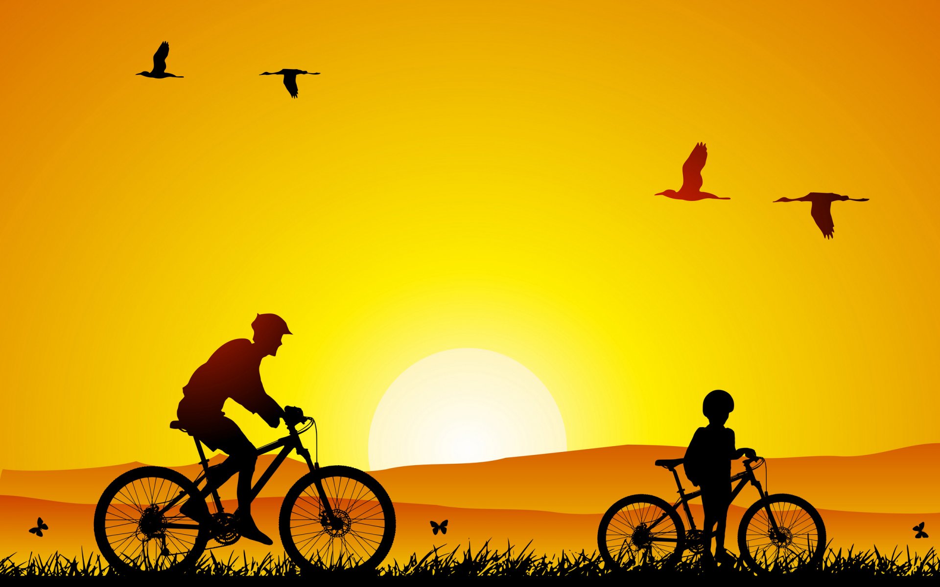mood mood minimalismo passeggiata papà figlio biciclette natura uccelli