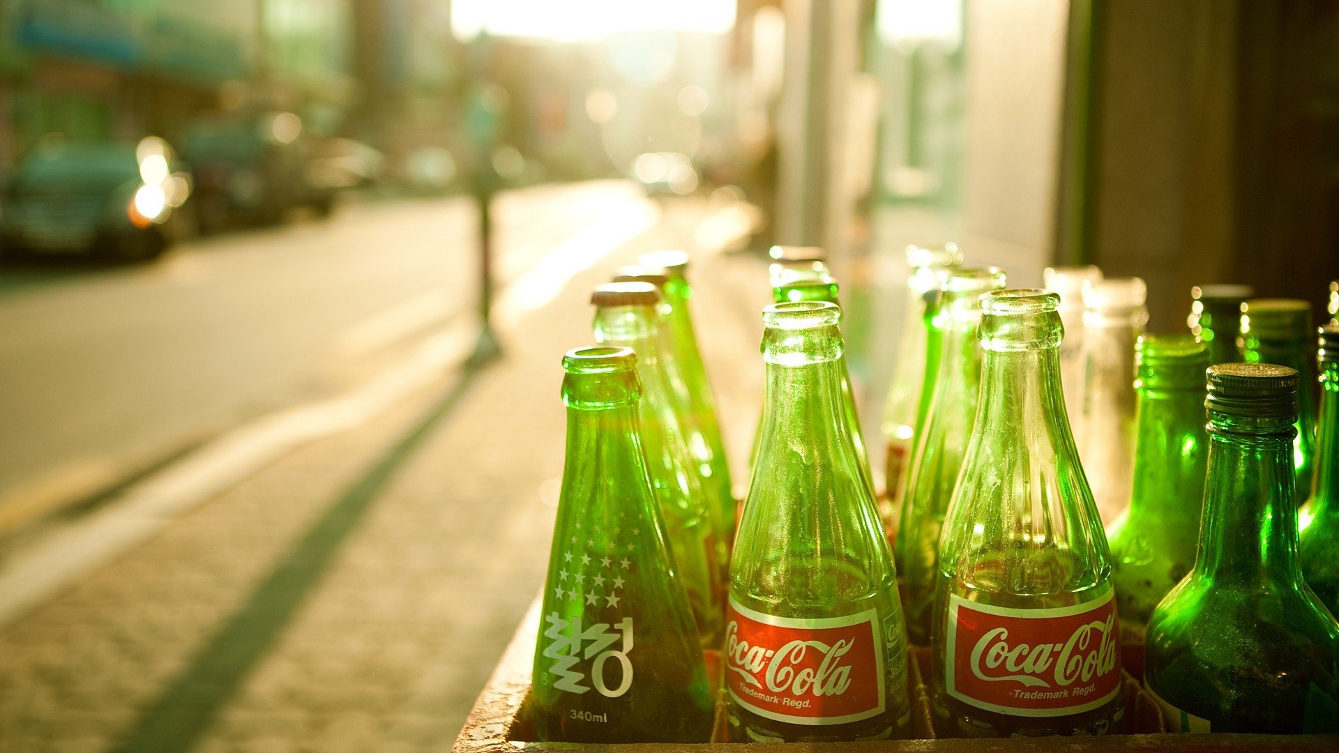 coca-cola bottiglie verdi coca-cola sole