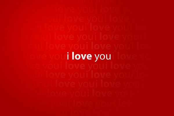 I love you. Carattere bianco su sfondo rosso