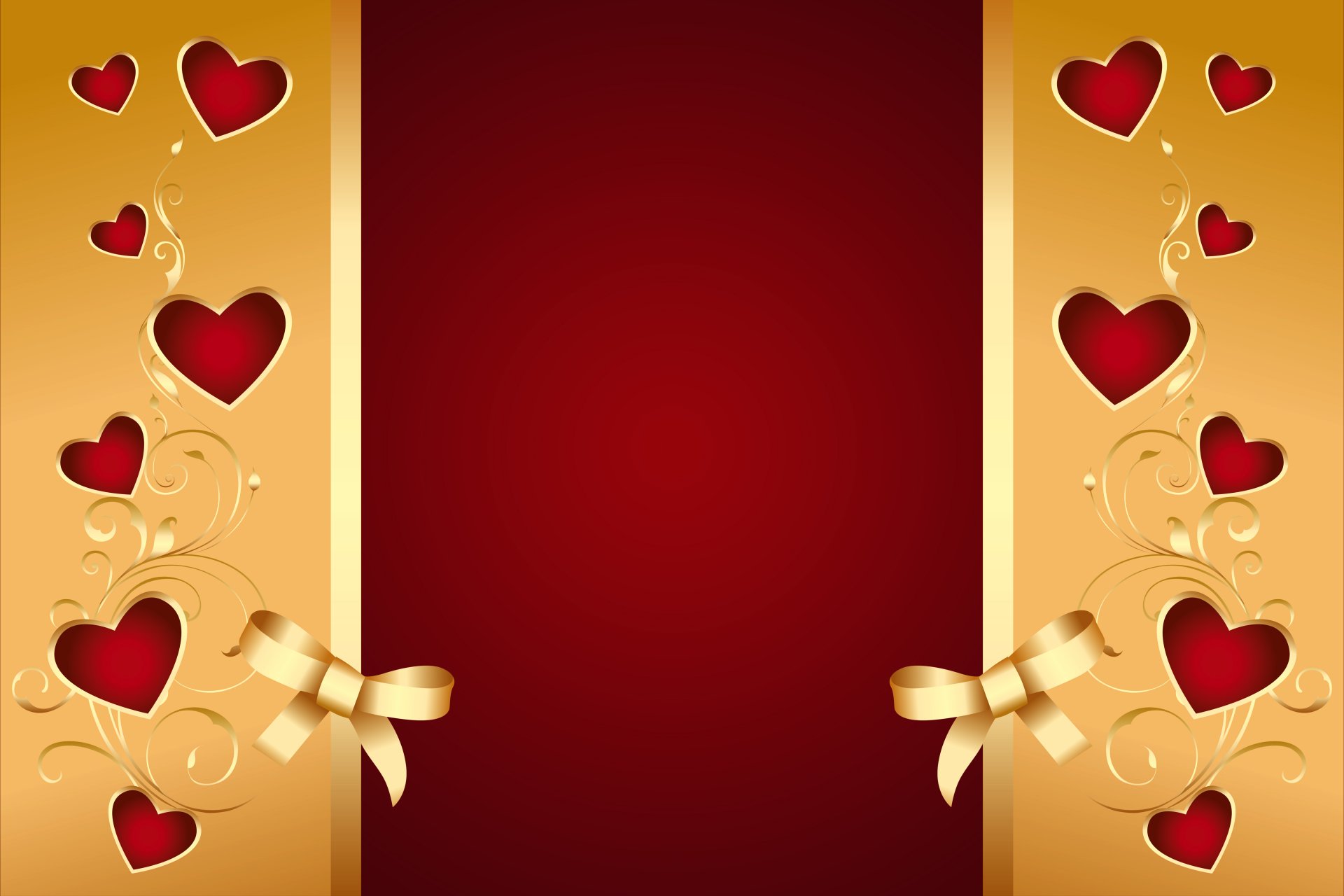 rosso oro cuori arco romantico amore san valentino sfondo cuori