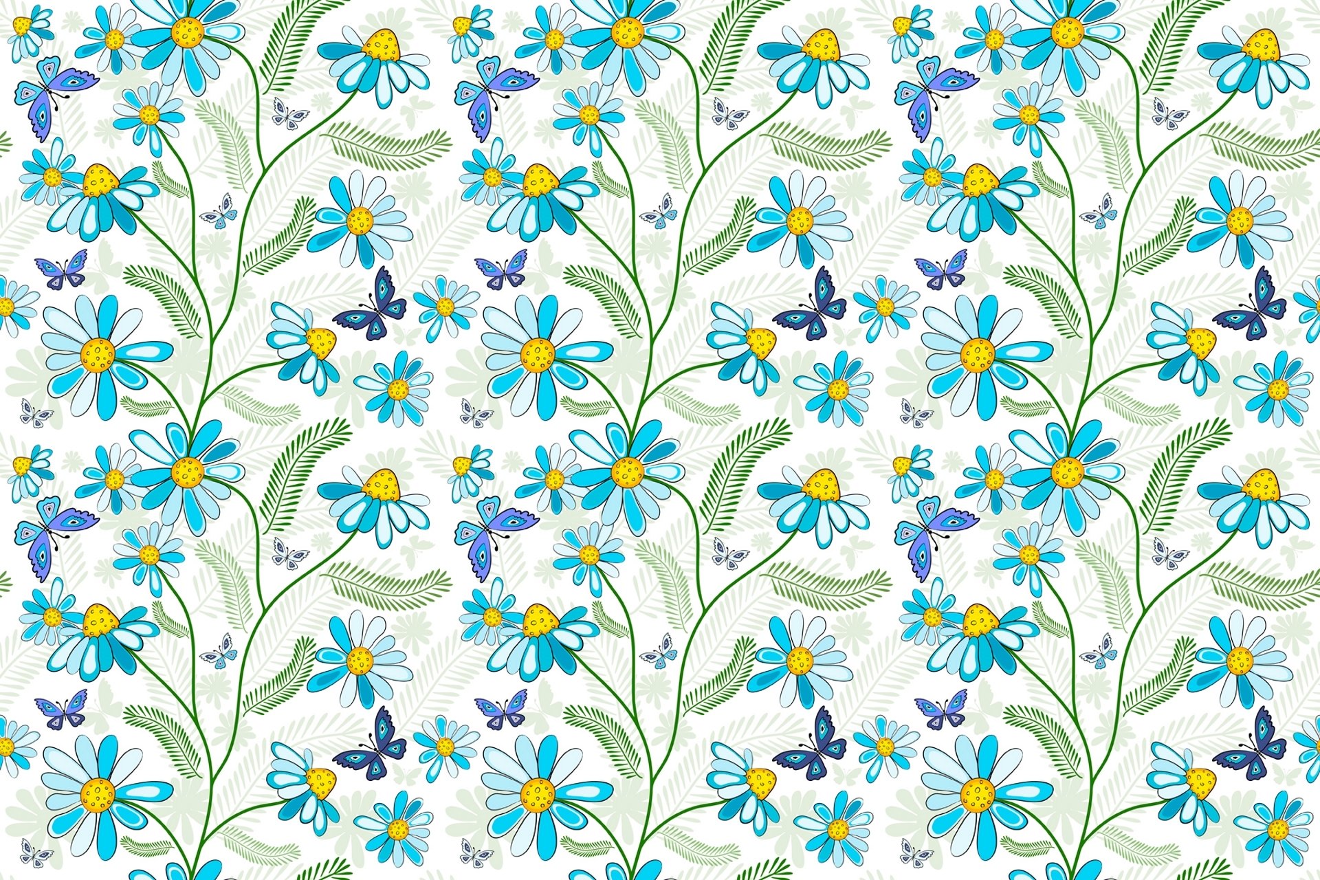 blu modello fiori farfalle