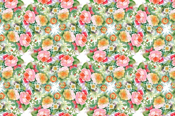 Carta da parati con fiori e motivi di rose