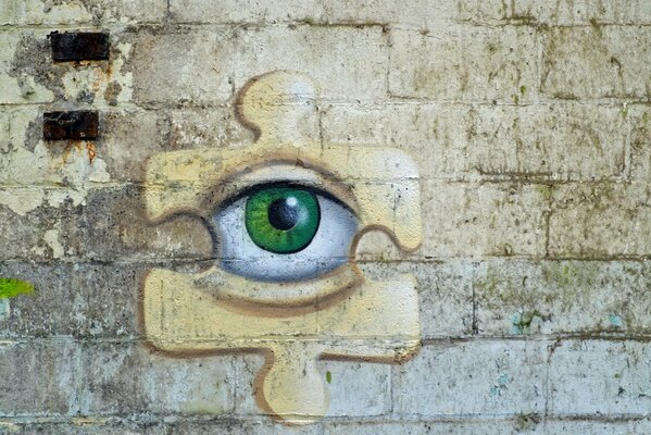 Bellissimo sfondo che mostra un occhio sul muro