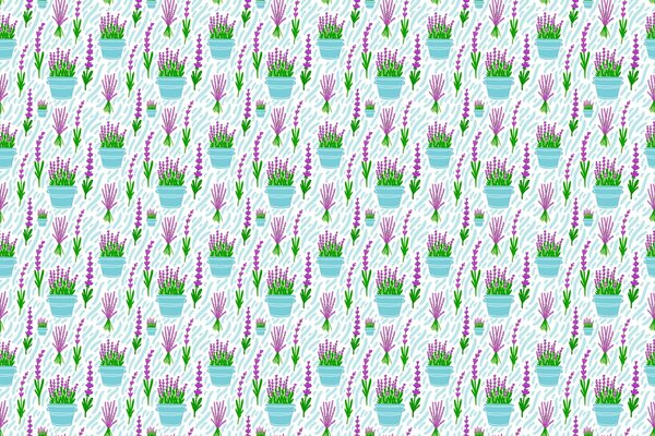 Fiori di lavanda dipinti in vasi di fiori