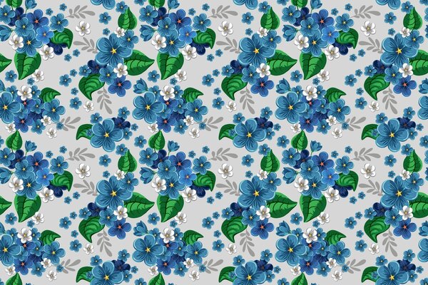 Modello di fiori blu sul muro