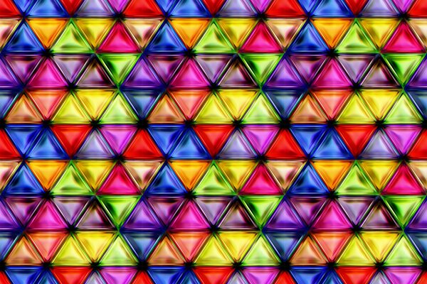 Triangoli di vetro colorati in diversi colori