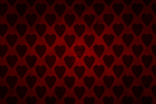 Cuori scuri su fonema rosso