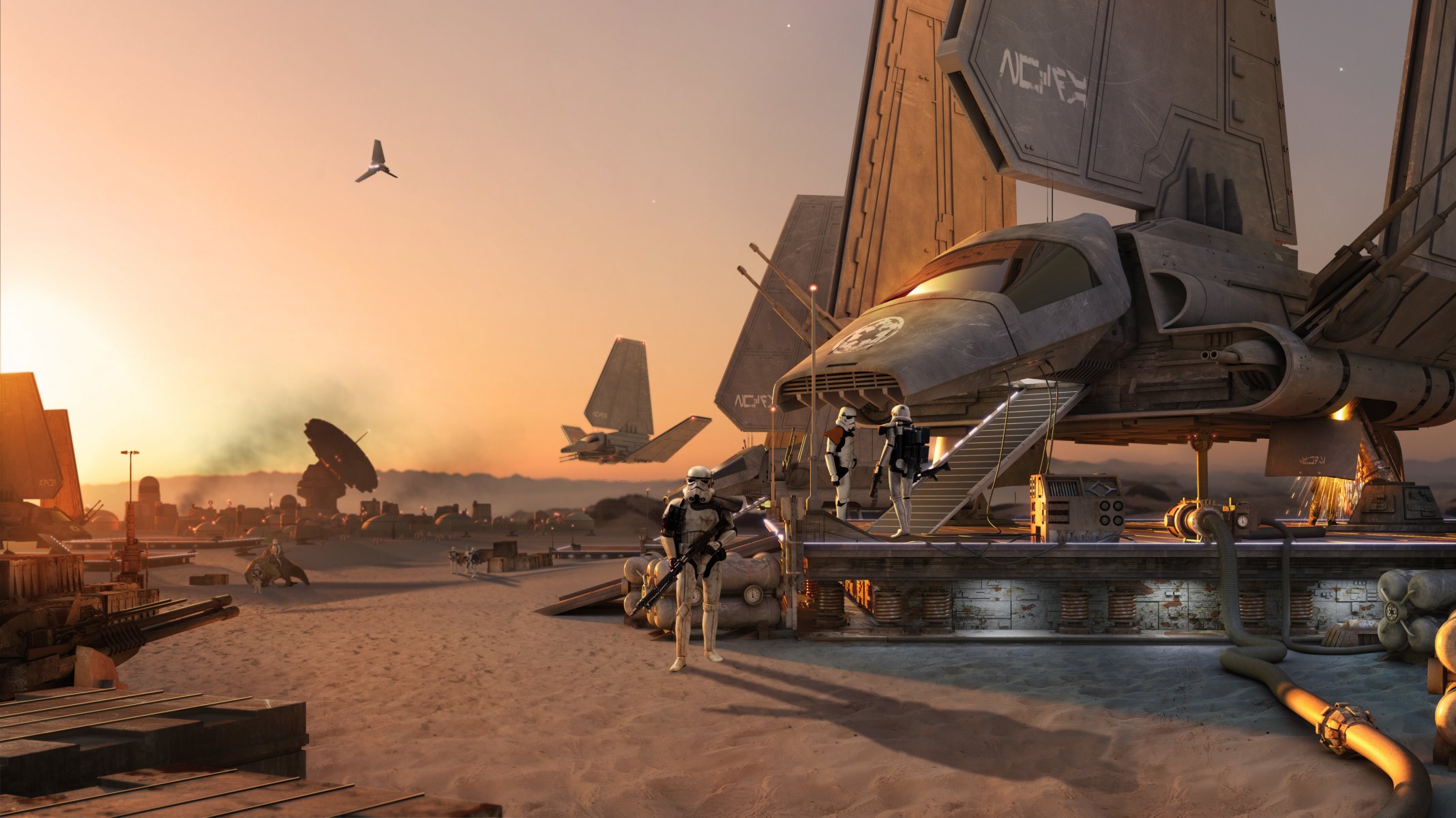 star wars astronave deserto pianeta stormtrooper