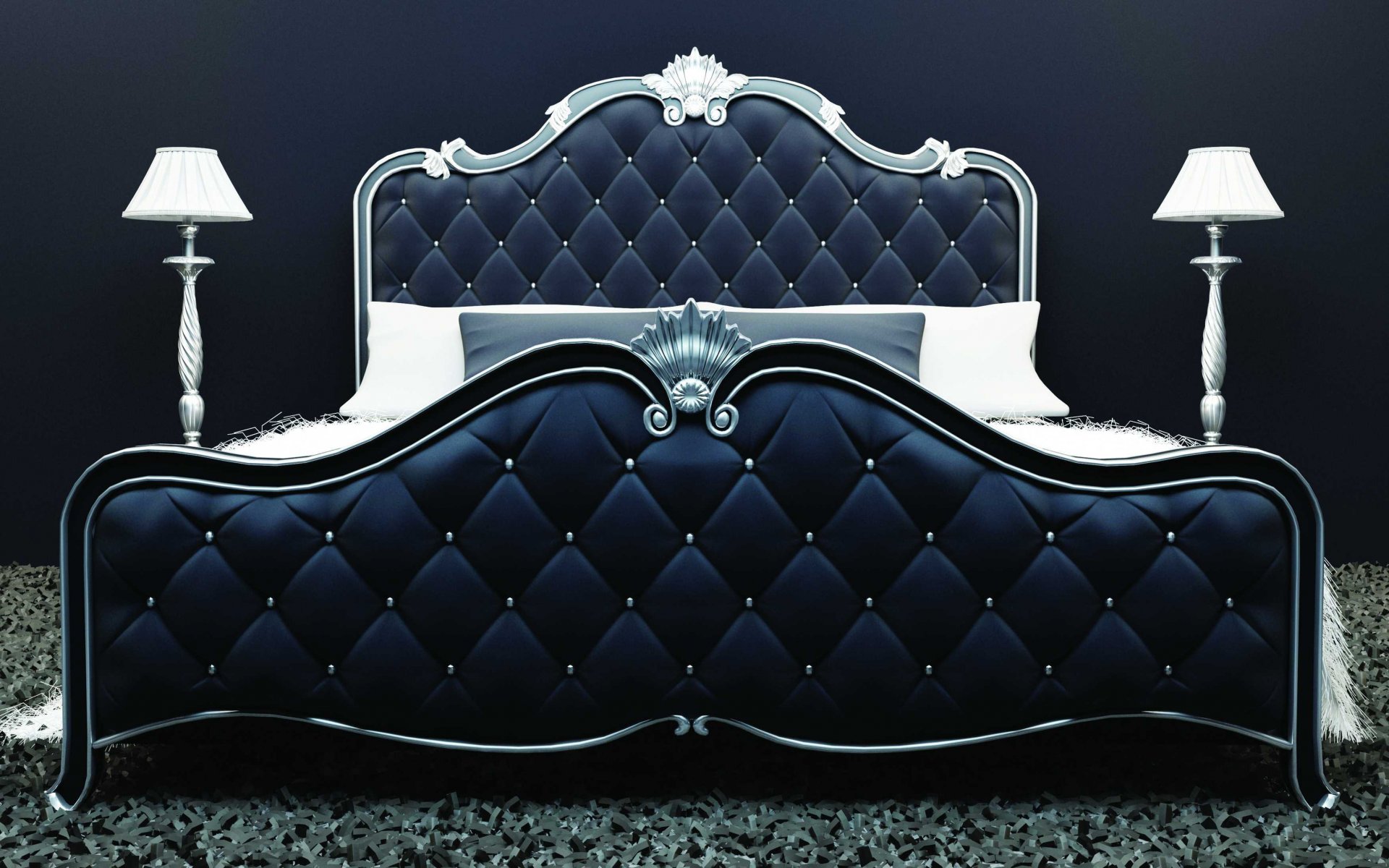 letto stile lampade cuscini tappezzeria