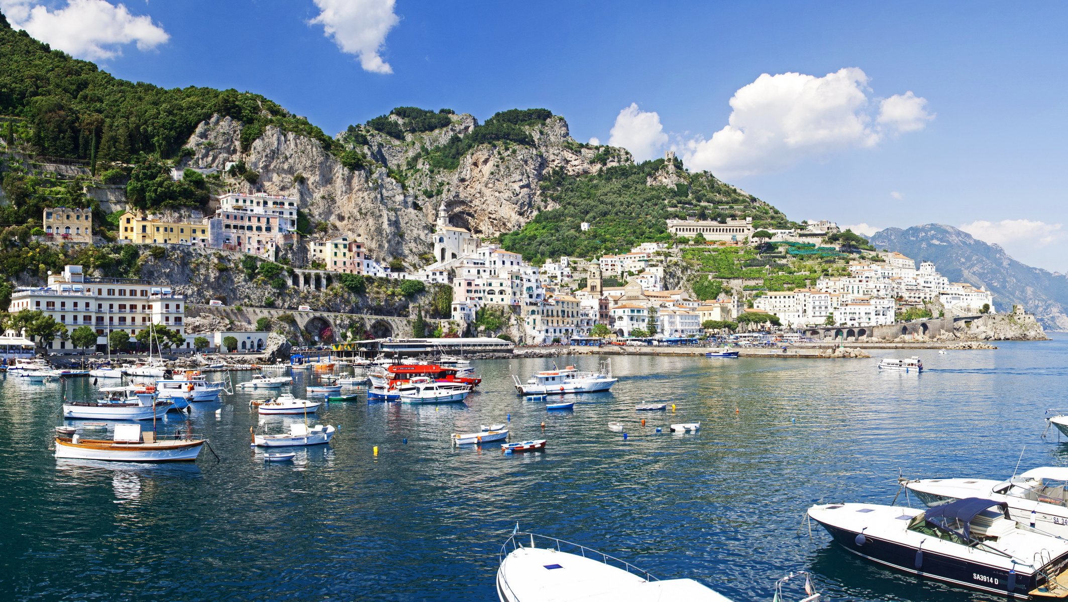 italia montagne costa barche case amalfi città foto