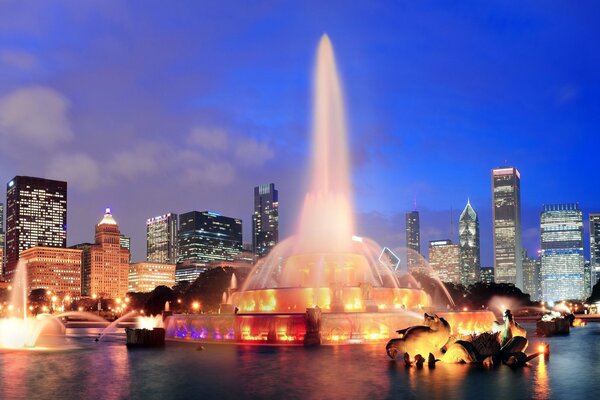 Stati Uniti, Chicago. Città notturna Dell Illinois