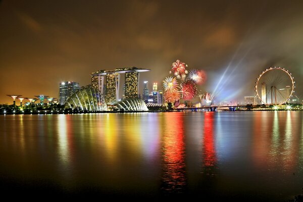 Riflesso del saluto Di Singapore nell acqua