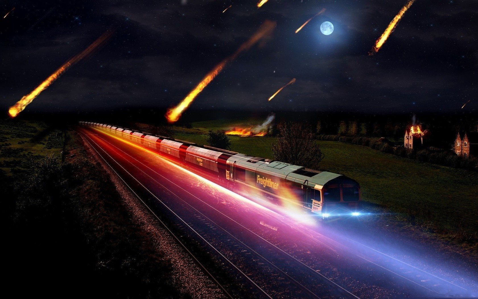 metrorite treno bagliore notte luci