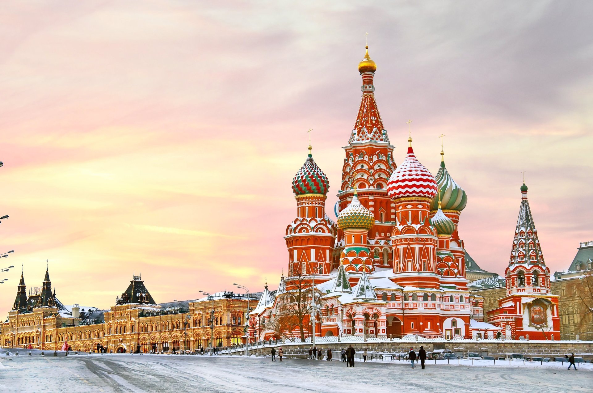 mosca russia cremlino città cattedrale di san basilio piazza inverno neve