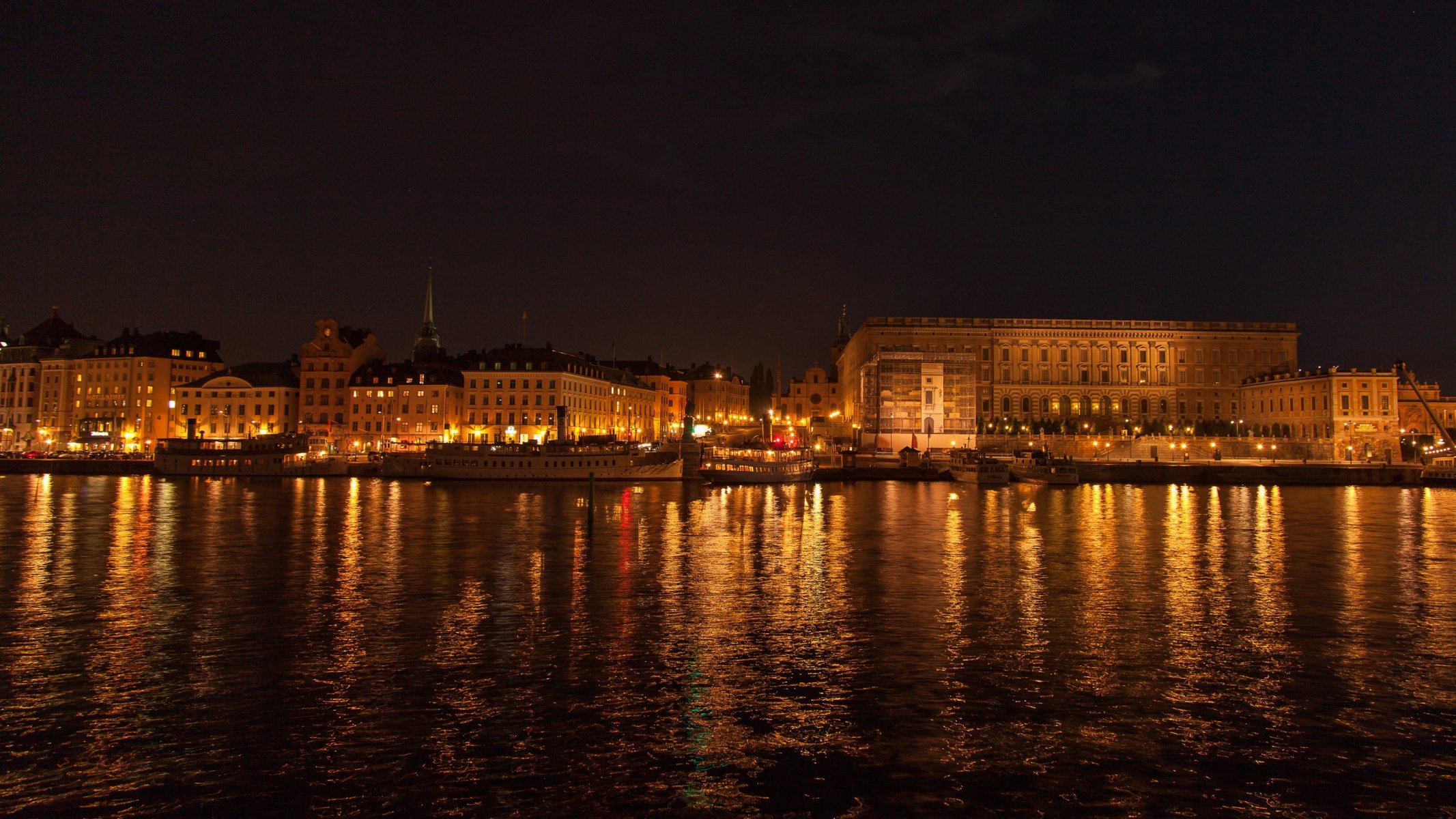 stoccolma notte luci lungomare sfondo carta da parati widescreen schermo intero widescreen widescreen luci