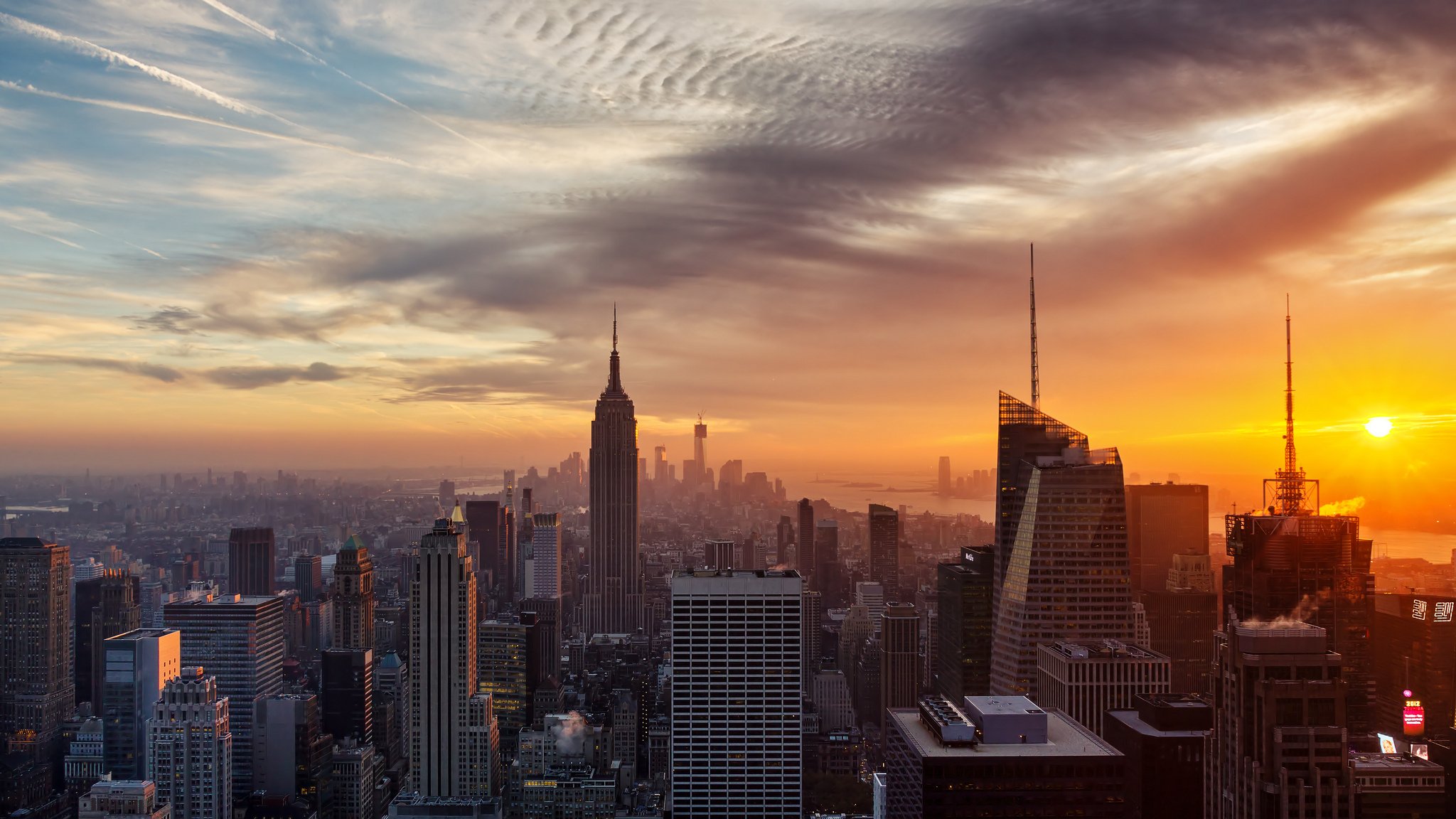 città new york stati uniti case tramonto