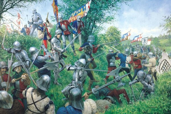 Battaglia d arte sulla collina in estate
