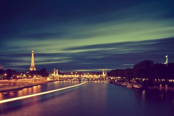 Luci Della Notte di Parigi Torre di efele del fiume
