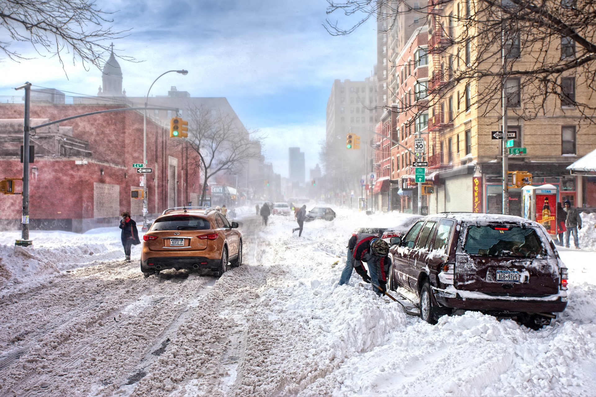 maltempo neve inverno new york derive infiniti infiniti tempesta strada semaforo strade non pulite scava l auto negozi carta da parati stati uniti america