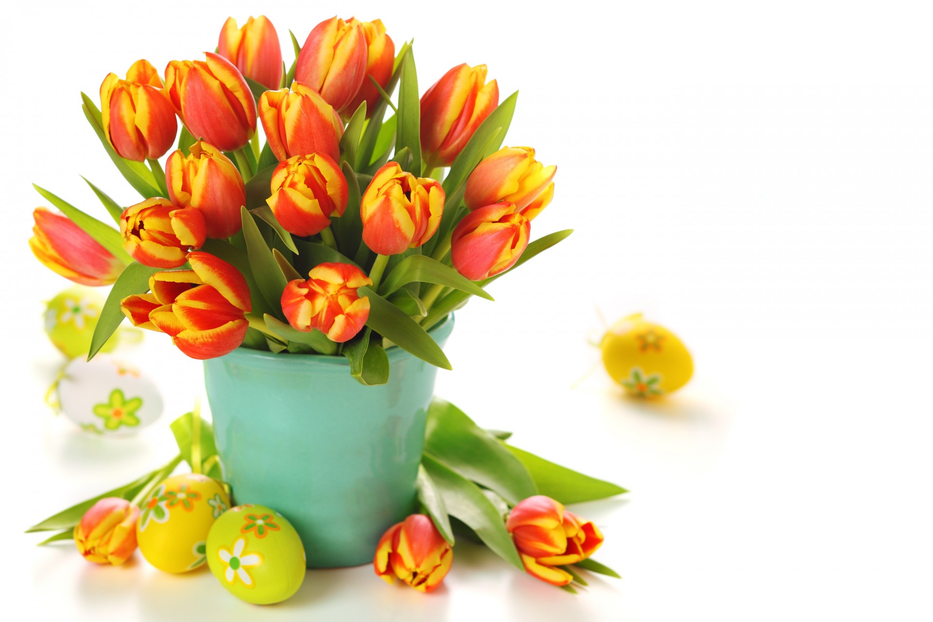 bouquet uova secchio fiori tulipani