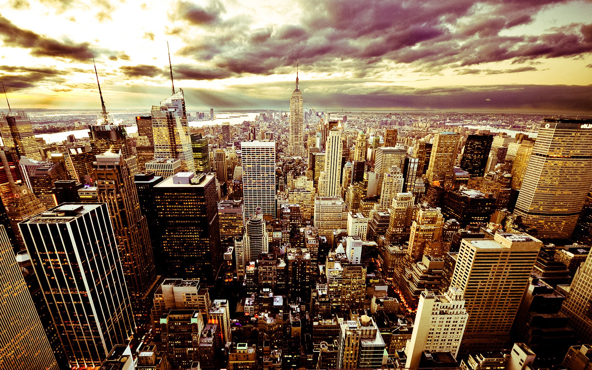 città sera cielo nuvole america stati uniti new york grattacieli edifici new york bello