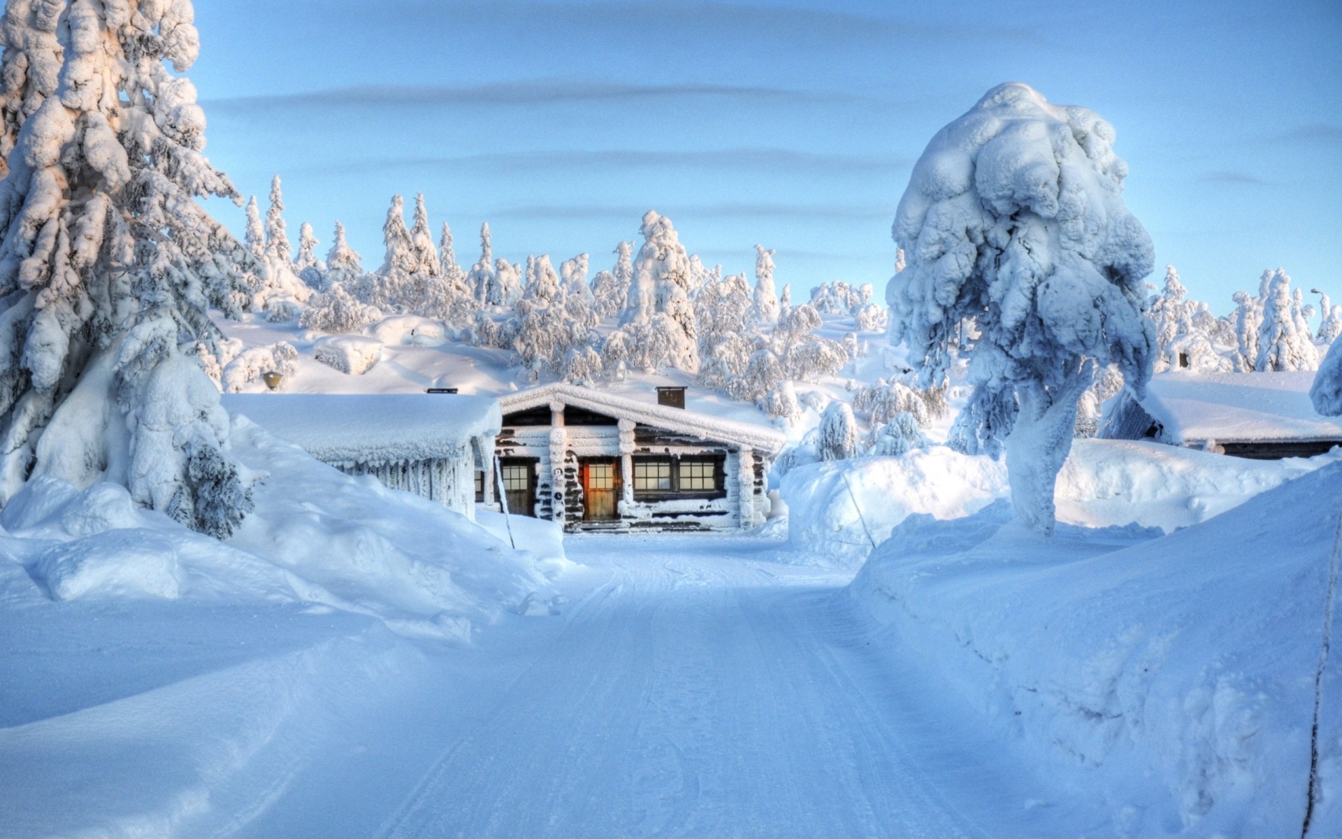 inverno casa neve costruzione alberi gelo paesaggio