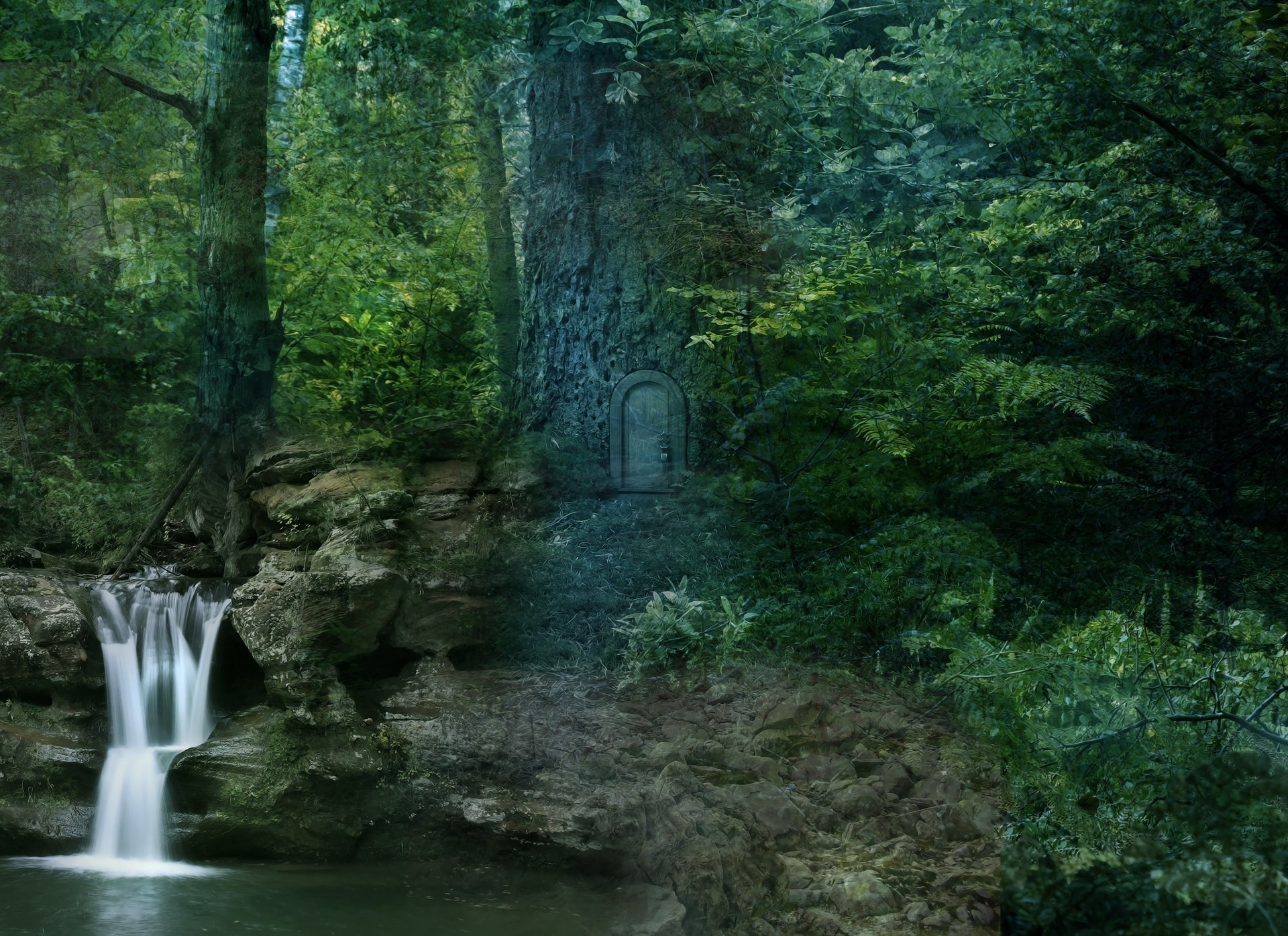 alberi paesaggio foresta cascata