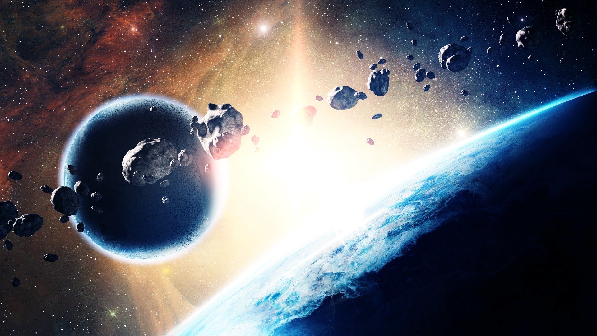 spazio palnet asteroidi stelle nebulosa