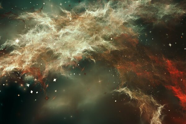 Nebulosa galattica del cosmo in colori rosso e bianco