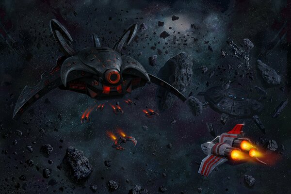 Fantascienza arte Navi spazio asteroidi