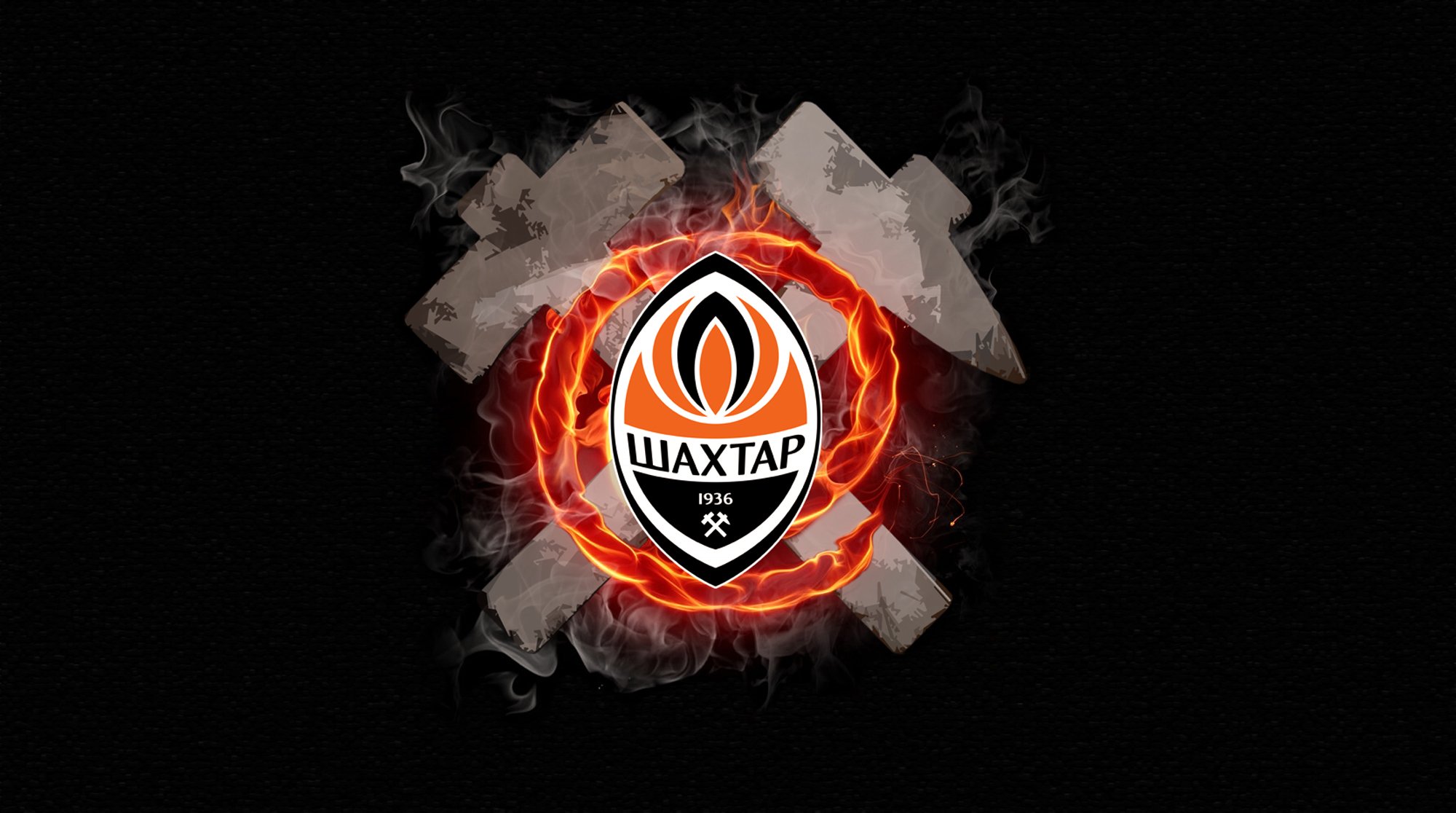 fc calcio minatore logo martelli sfondo sport fuoco fumo