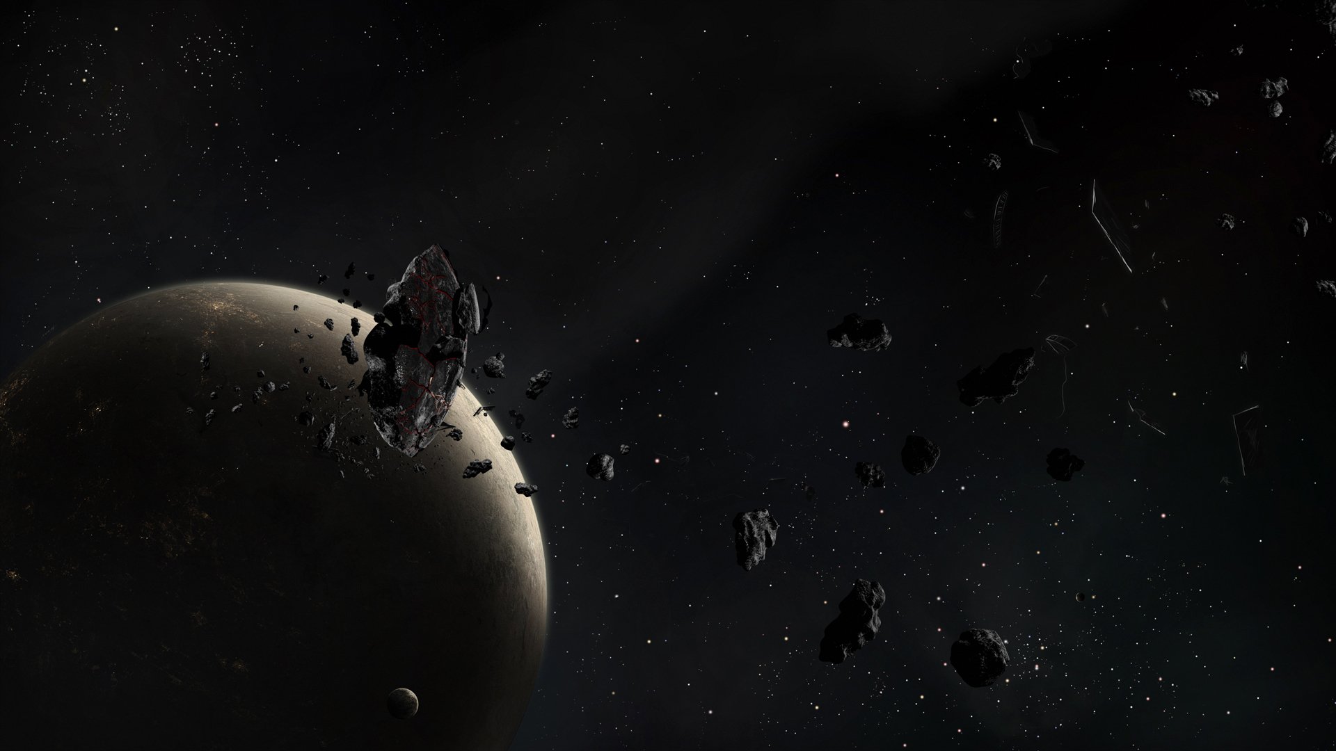 pianeta luna stelle asteroidi detriti
