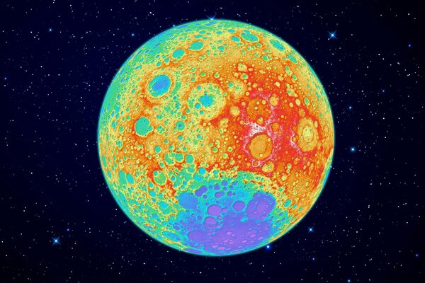 Immagine a colori della luna sullo sfondo delle stelle