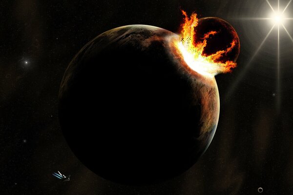 Vista dallo spazio della caduta di una scatola sul pianeta