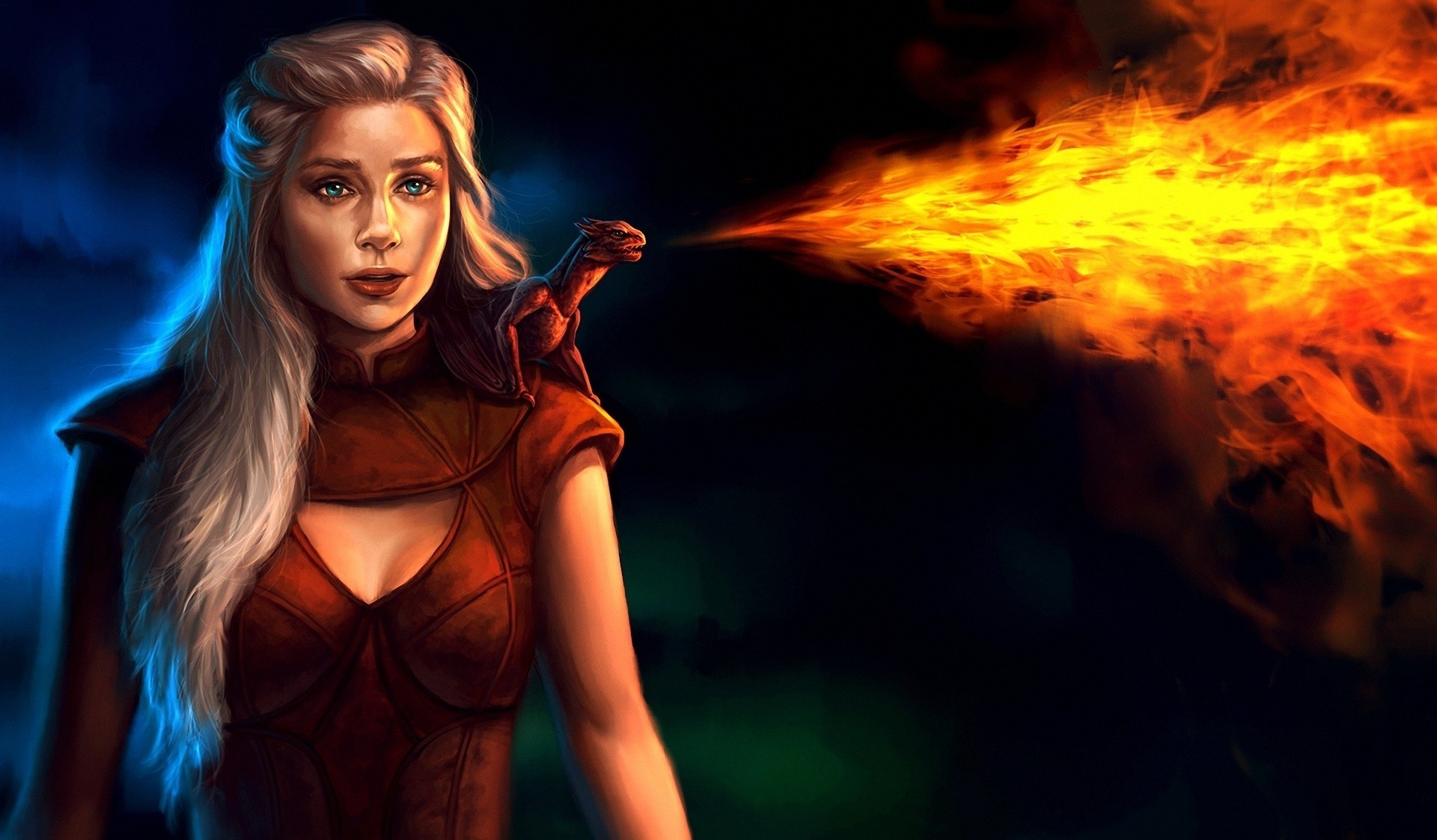 fuoco drago arte ragazza game of thrones
