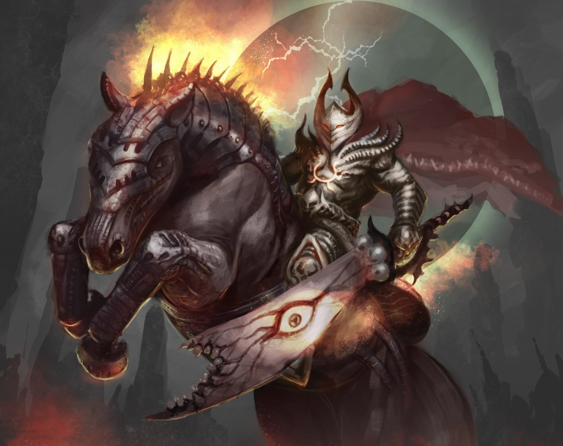 arte armatura fulmine spada cavallo guerriero armatura