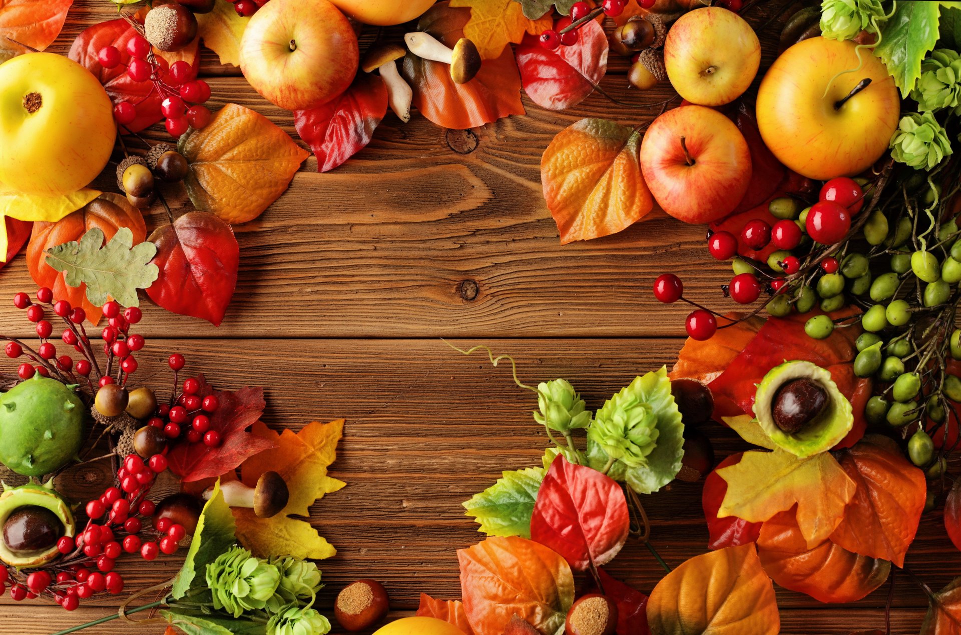 autunno foglie bacche natura morta raccolto mele
