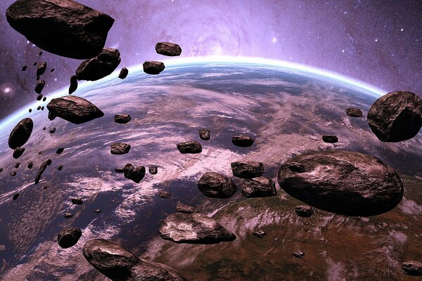 Asteroidi volanti nello spazio bella foto