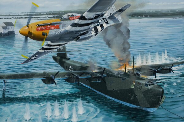 Guerra tra P 51 D Mustang e Voss BV 222 Viking
