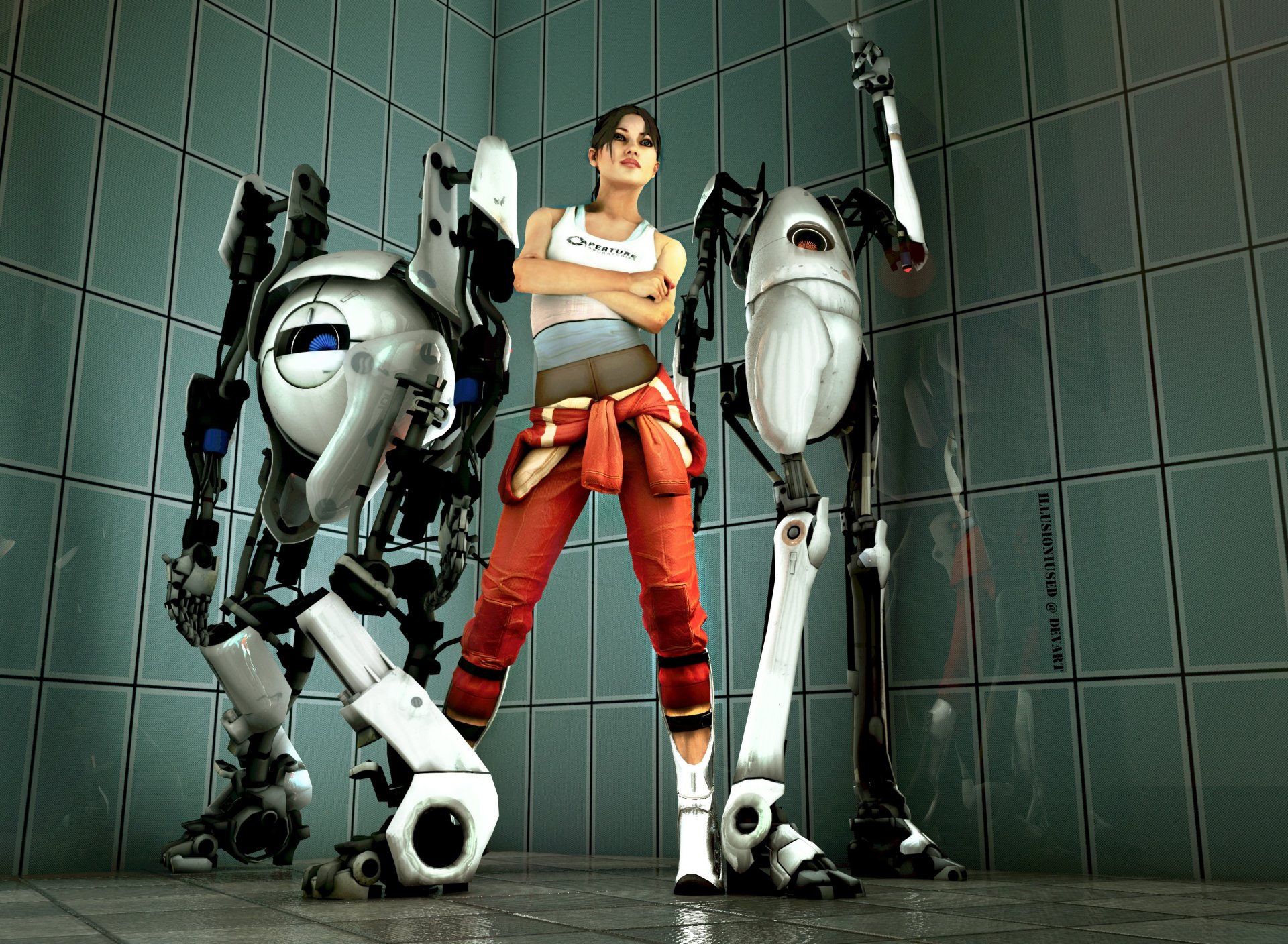 portale chell ragazza robot raso p-body