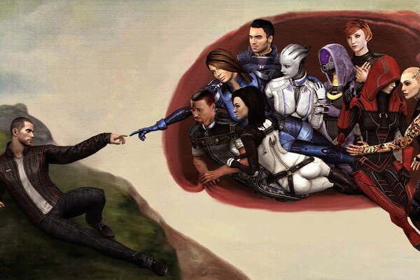 Creazione artistica di Adamo con personaggi n7