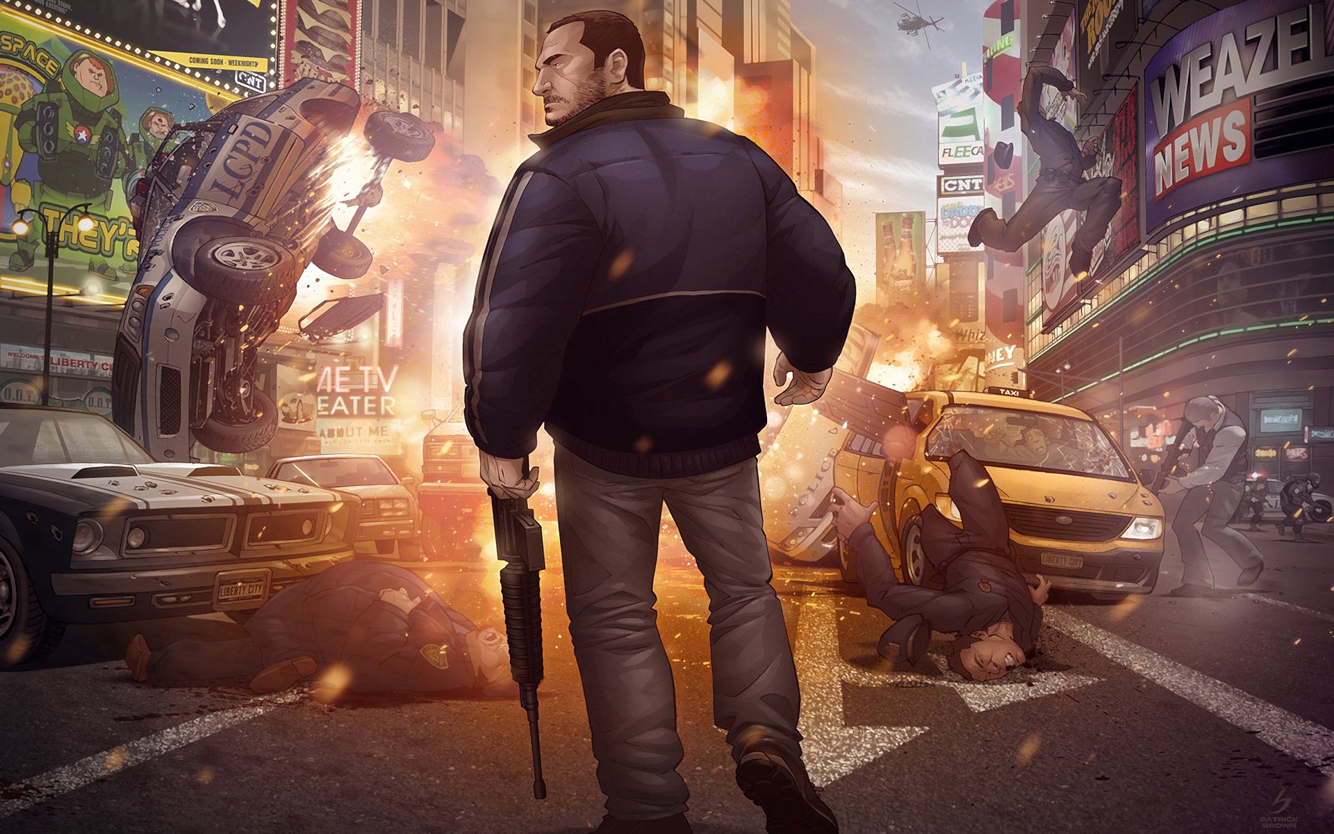 grand theft auto iv finale new york esplosione taxi polizia nico bellick centro patrick brown