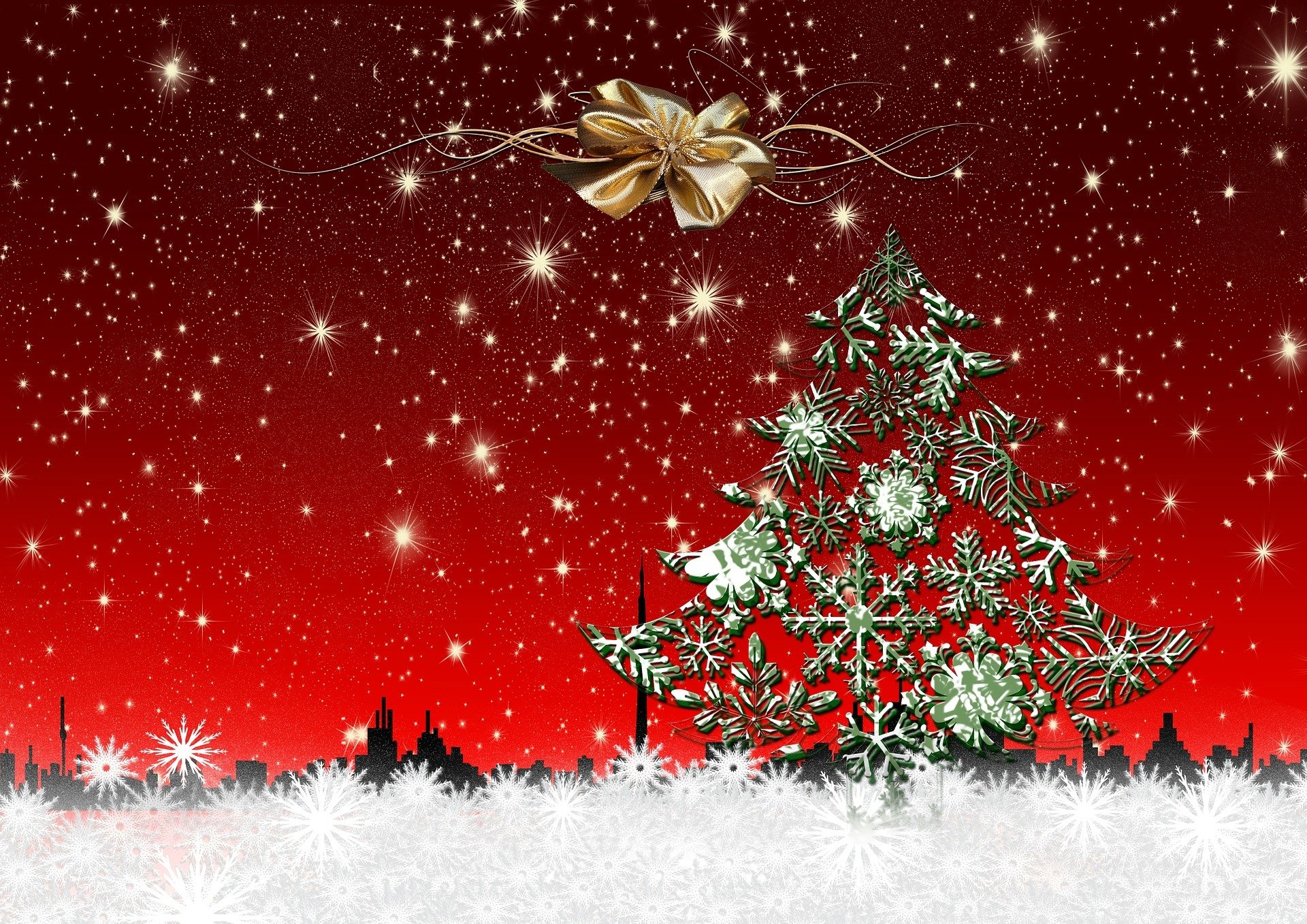 nuovo anno albero di natale decorazione neve fiocchi di neve città