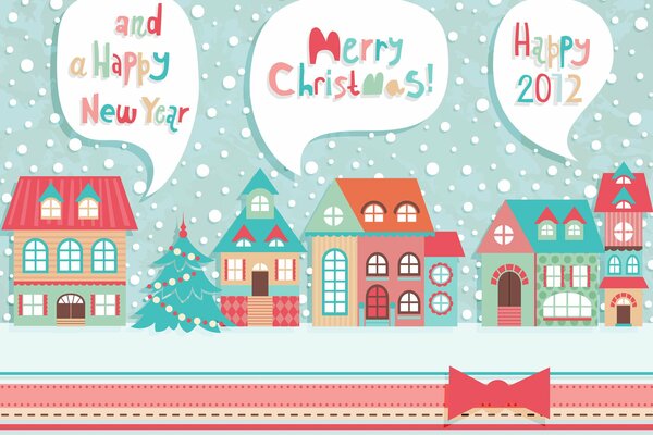 Cartolina di Natale con la strada della città