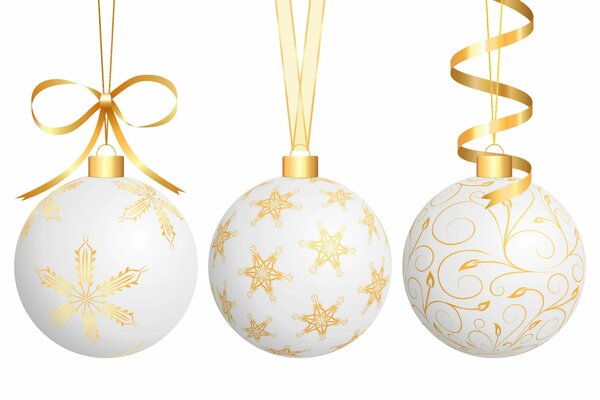 Palle di Natale con motivi e nastri dorati