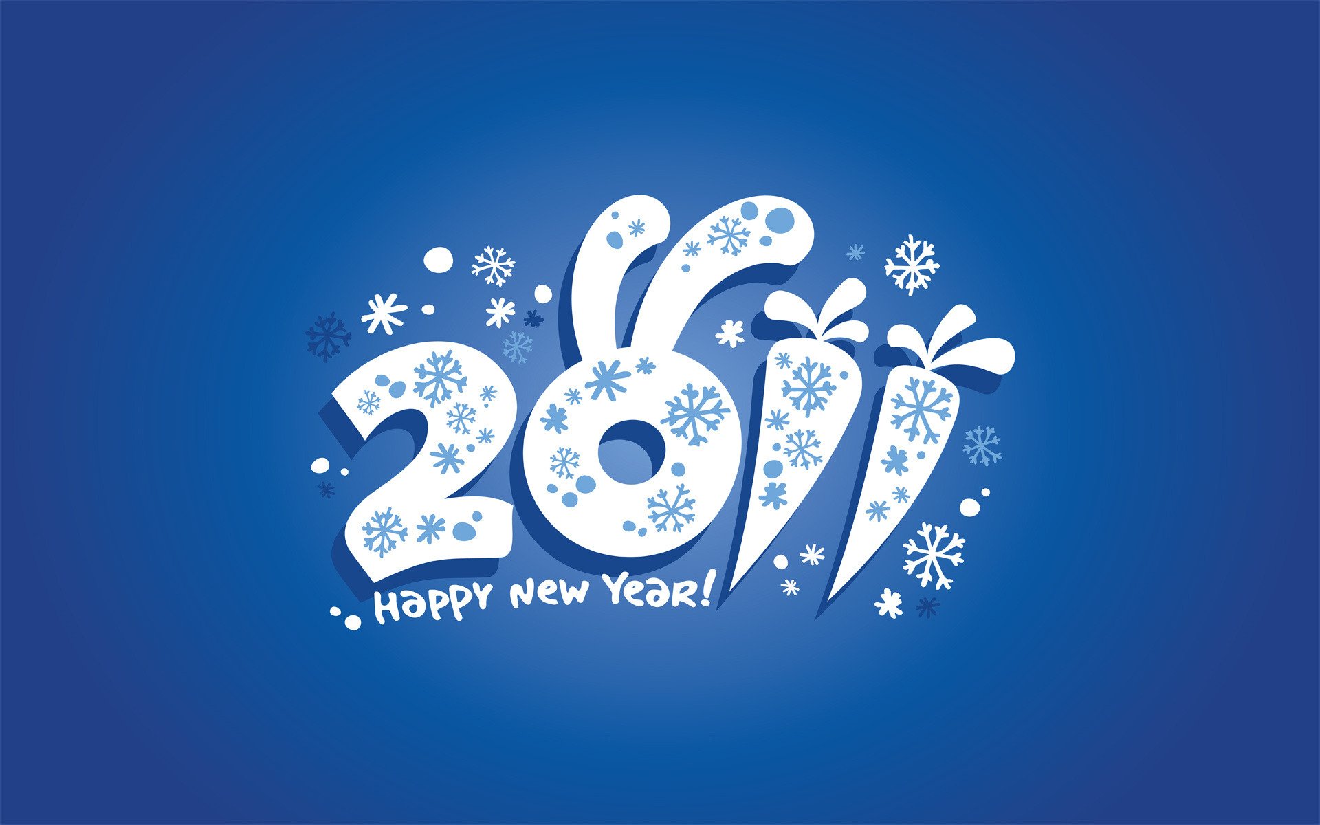 vacanza capodanno data numero 2011 saluti fiocchi di neve carote lepre orecchie