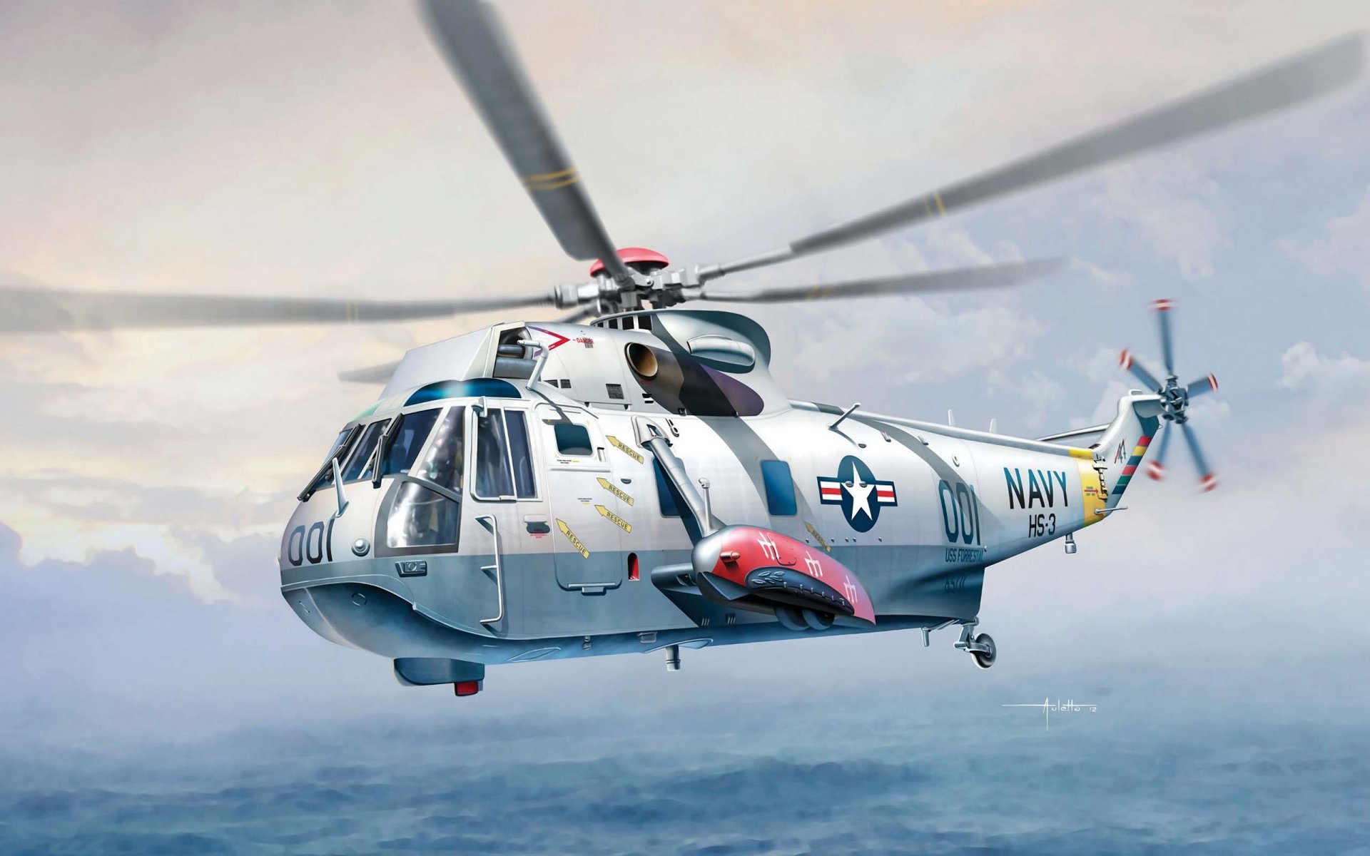 elicottero sikorsky s-61-sh-3 sea king trasporto antisommergibile della marina degli stati uniti