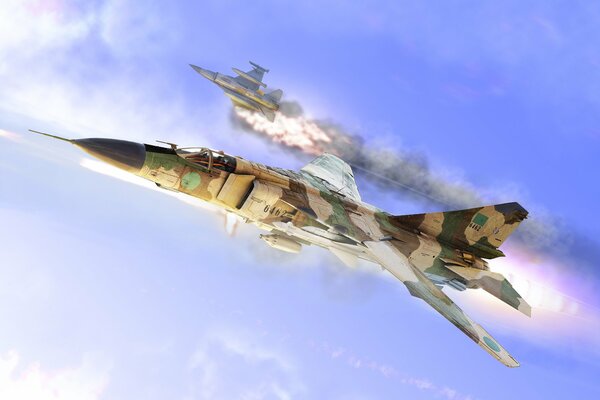 MiG 23 nel cielo vola giù