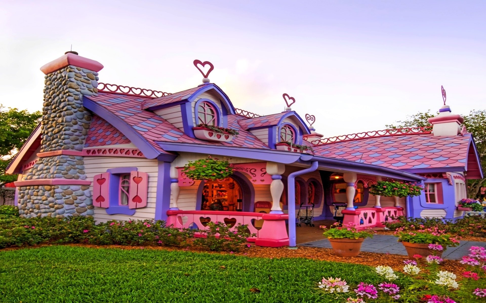 casa casa fiori rosa favoloso cuori